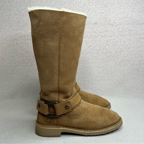 UGG Braiden Suede Tall Riding Boots-Brown/Tan-Women’s 5-Classic-Cozy-Winter-Boho - Picture 5 of 12